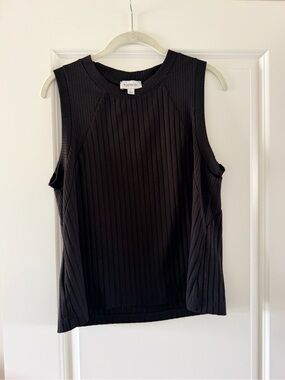 Evereve Black Ribbed Crewneck Tank